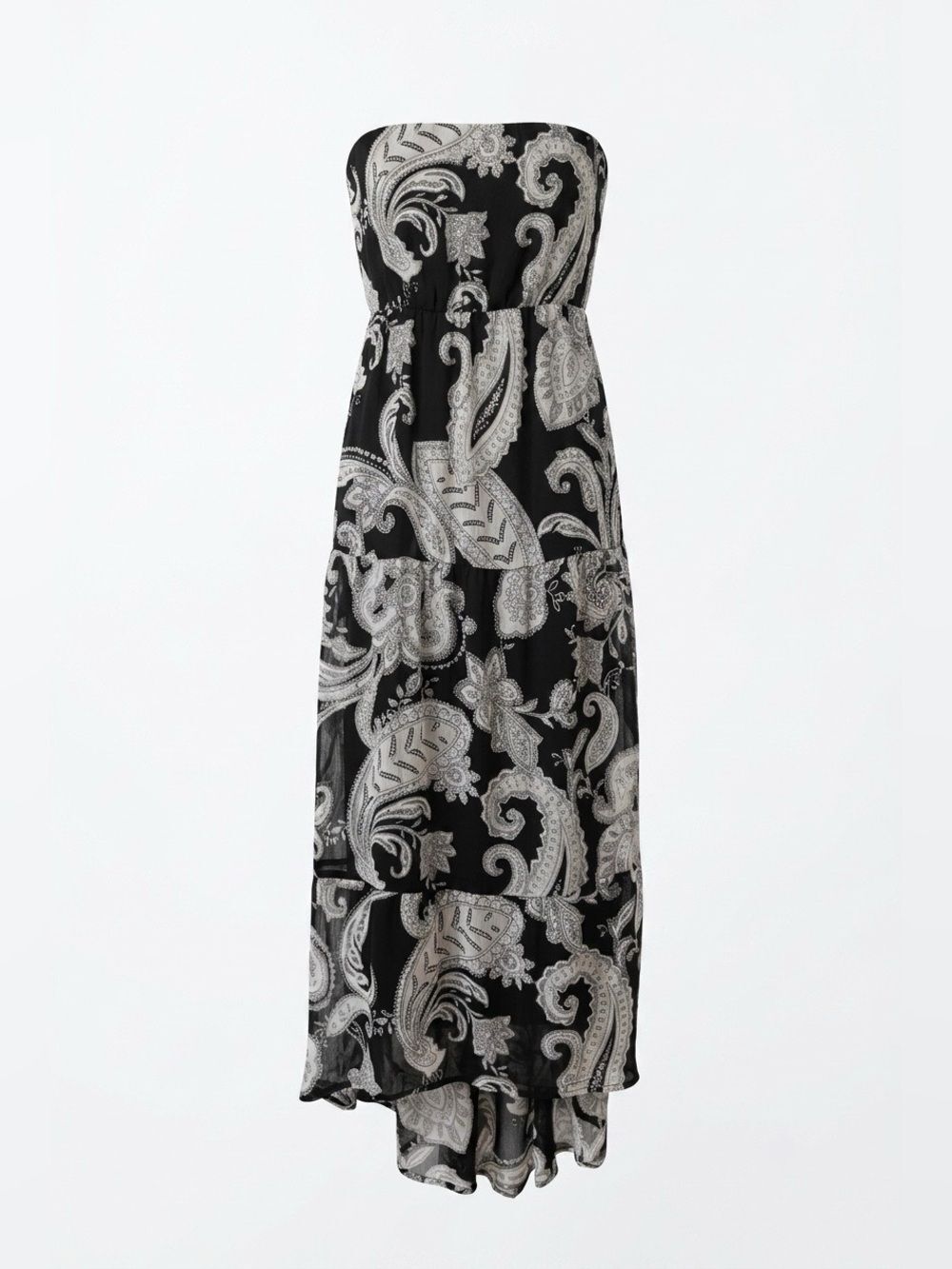 Old Navy Black and White Strapless Paisley Maxi Dress